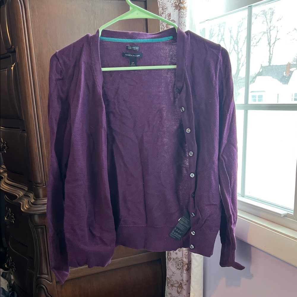 Tommy Hilfiger Purple Cardigan Sweater